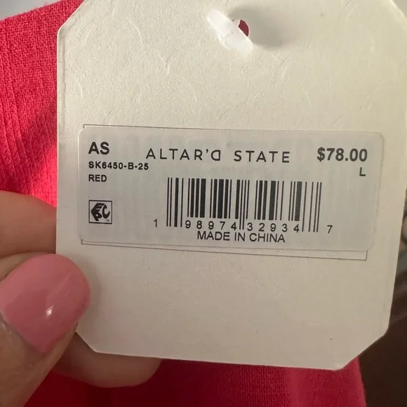 Altar'd State Red Maxi Skirt
